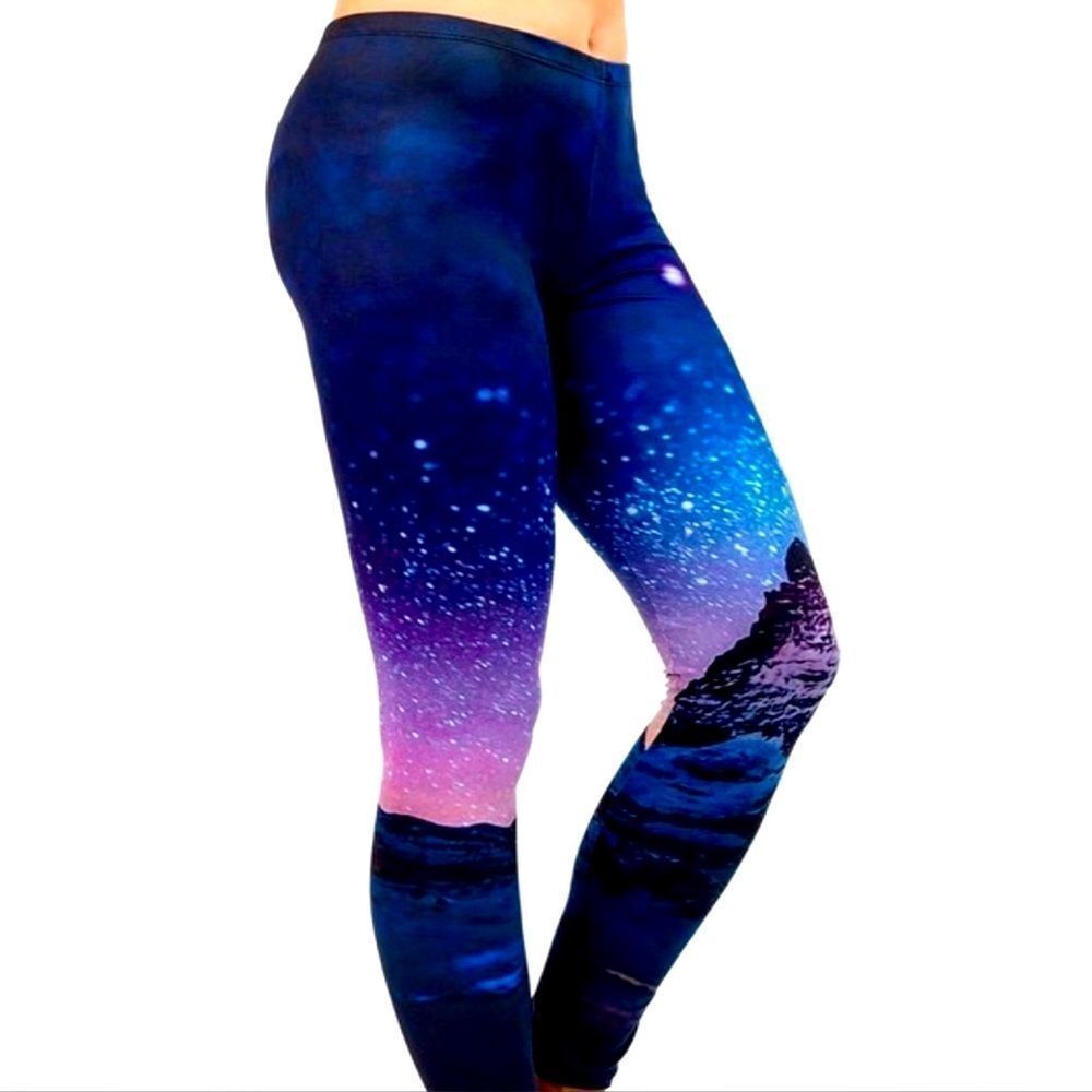 Callie Lives Ombré Night Sky 3D Illustration Leggings Sz XL
